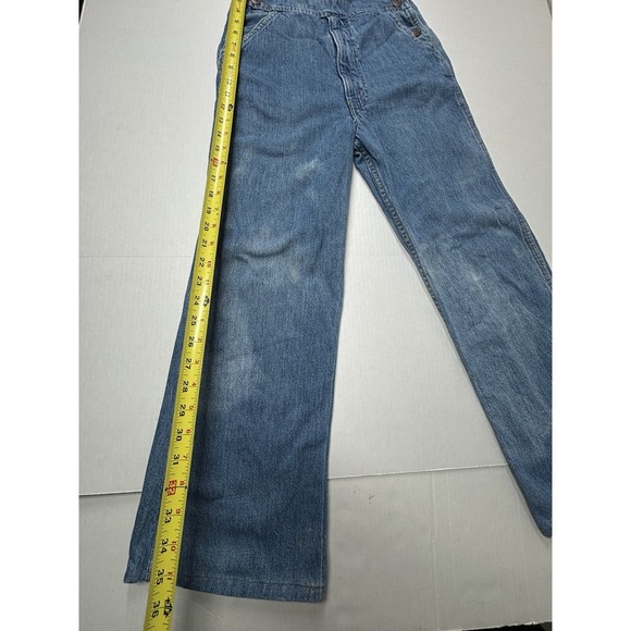 VTG 70s Levis Orange Tab Overalls Womens 28 42 Taron Zip USA Rivets DISTRESSED - Picture 11 of 16